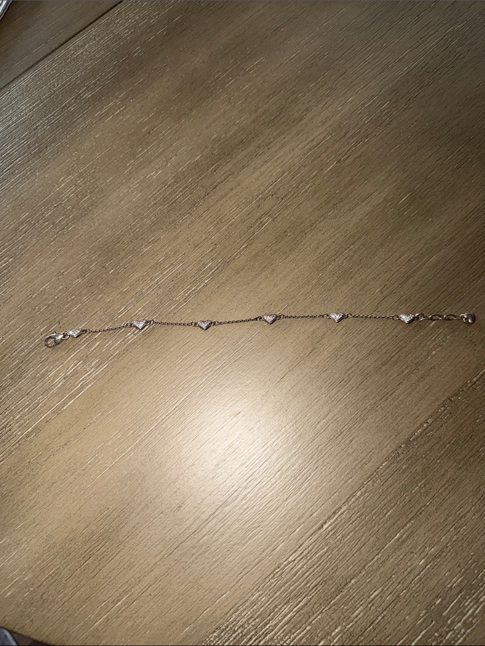 Brighton Silver Heart Station Ankle Bracelet - Silver with crystal accents